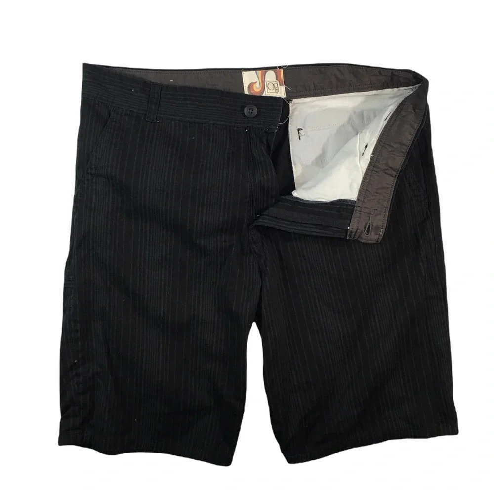 SH482 Mens OP OCEAN PACIFIC Trendy Striped Flat Front Chino Shorts 38